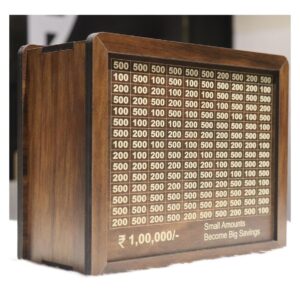 wooden money piggy bank